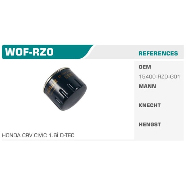 WINKEL WOF-RZ0 Yağ Filtresi Accord VIII Crv III 2.2 Dtec Koli: 50 Ad. 