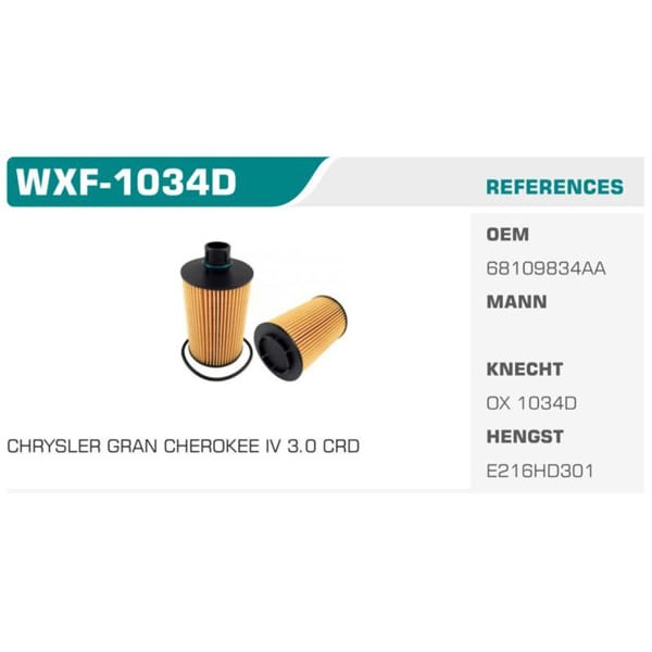 WINKEL WXF-1034D Yağ Filtresi Cherokee Grand Cherokee Koli: 50 Ad.