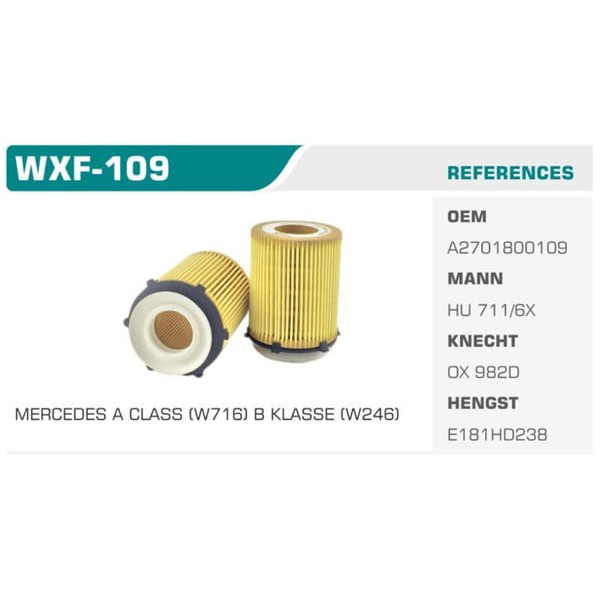 WINKEL WXF-109 Yağ Filtresi Mercedes A-Class B Serisi C Serisi E Serisi Koli: 50 Ad.