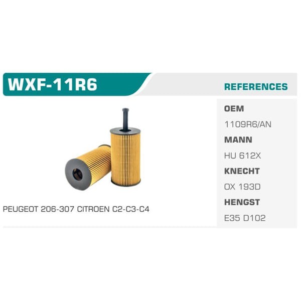 WINKEL WXF-11R6 Yağ Filtresi 106 Yeni Model 206 -04 306 00- 307 01- Partner / Saxo Xsara II C2 C3 Be 