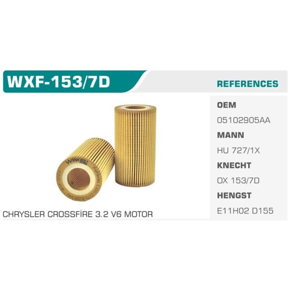 WINKEL WXF-153-7D Yağ Filtresi Viano 03- Vito Eco Mann Tipi Koli: 50 Ad. 