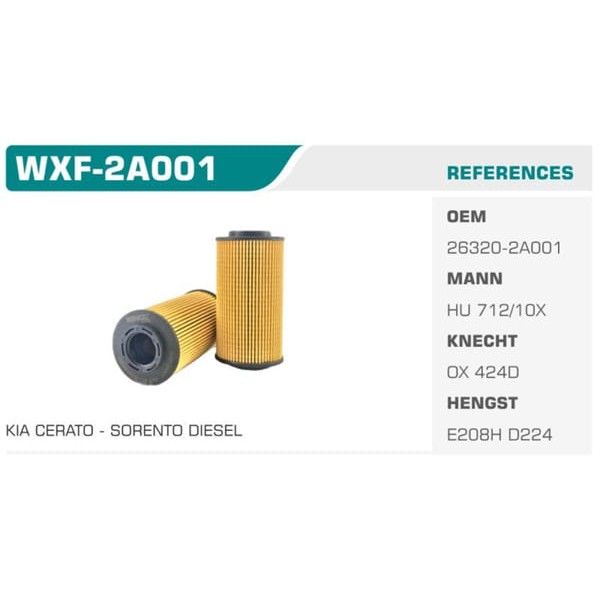 WINKEL WXF-2A001 Yağ Filtresi Dizel Getz Era Cerato Rio II 