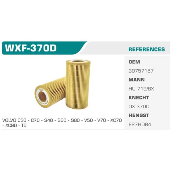 WINKEL WXF-370D Yağ Filtresi Focus II 05- S-Max 06- Mondeo IV 07- Kuga 09- / S40 04- V40 13- C30 Kol 