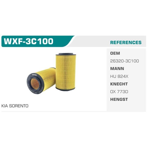 WINKEL WXF-3C100 Yağ Filtresi Sonata V / Sorento 02- 3.3 V6 Koli: 50 Ad. 