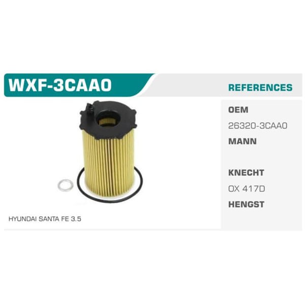 WINKEL WXF-3CAA0 Yağ Filtresi Santa Fe 3.5 Koli: 50 Ad. 