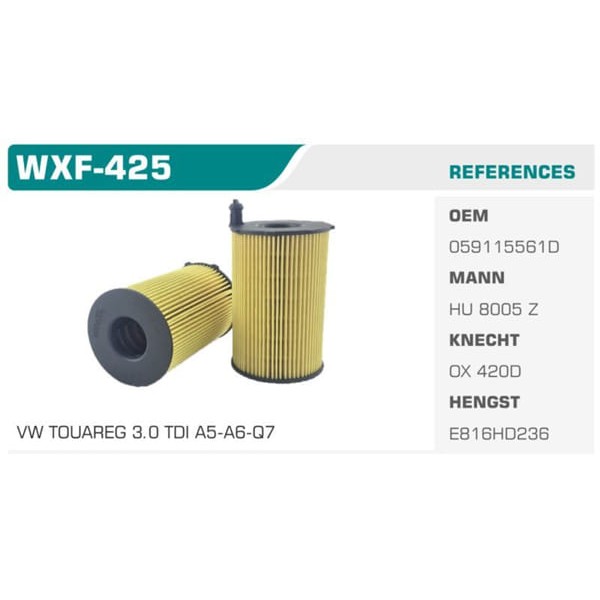 WINKEL WXF-425 Yağ Filtresi Touareg / A7 A8 Q7 / Cayenne 3.0 TDI Koli: 50 Ad. 