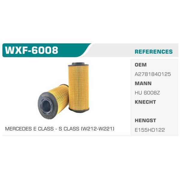 WINKEL WXF-6008 Yağ Filtresi Mercedes W221 06- Koli: 50 Ad. 