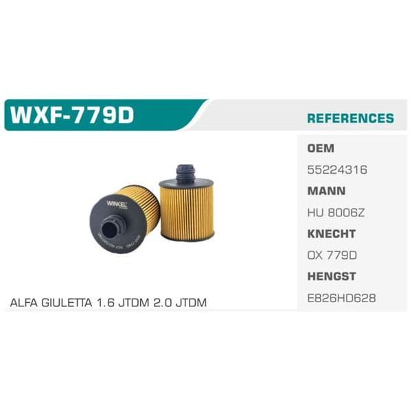 WINKEL WXF-779D Yağ Filtresi Fiat 500×14- Linea Egea Doblo 10- Fiorino 09- Freemont 11- Bravo 08- Pu 