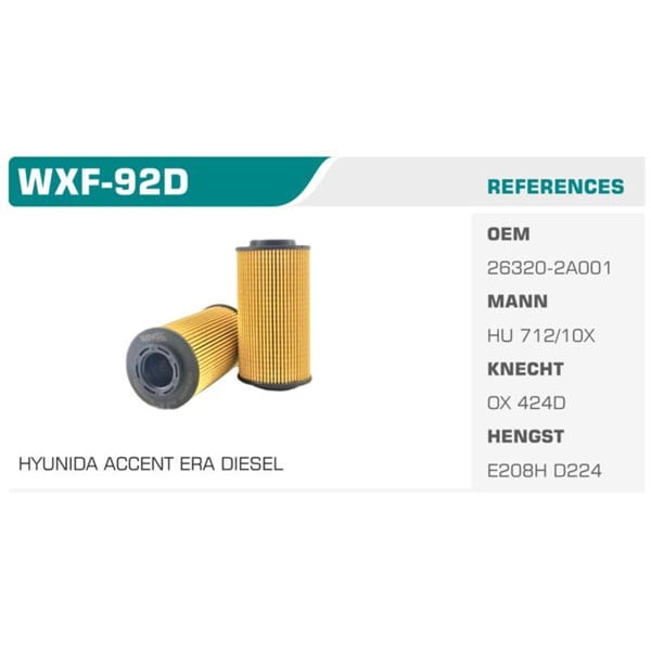 WINKEL WXF-92D Yağ Filtresi Mercedes W140 W129 91-98 Eco Mann Tipi Koli: 50 Ad.