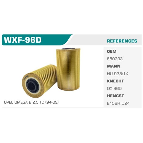 WINKEL WXF-96D Yağ Filtresi Bmw 3 E36 Bmw 5 E34 Eco Mann Tipi Koli: 50 Ad.