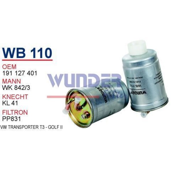 WUNDER WB110 Mazot Filtresi Volkswagen Transporter T3 - Golf II-Jetta II- Polo II