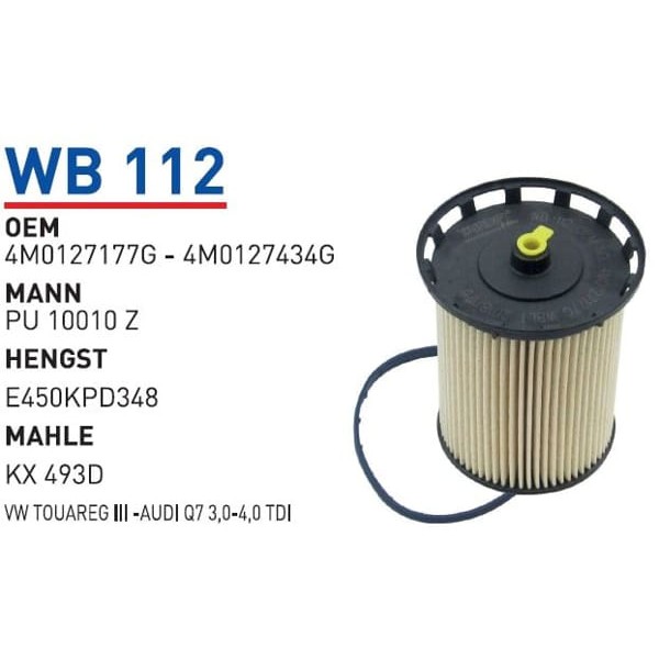 WUNDER WB112 Mazot Filtresi Volkswagen Touareg III -Audi Q7 3,0-4,0 TDI 