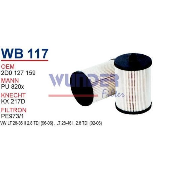 WUNDER WB117 Mazot Filtresi Volkswagen Lt 28-35-46 2.8 TDI