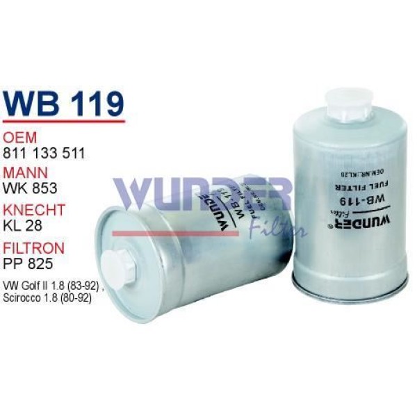 WUNDER WB119 Mazot Filtresi Volkswagen Golf II 1,8 Gti ,16 V 