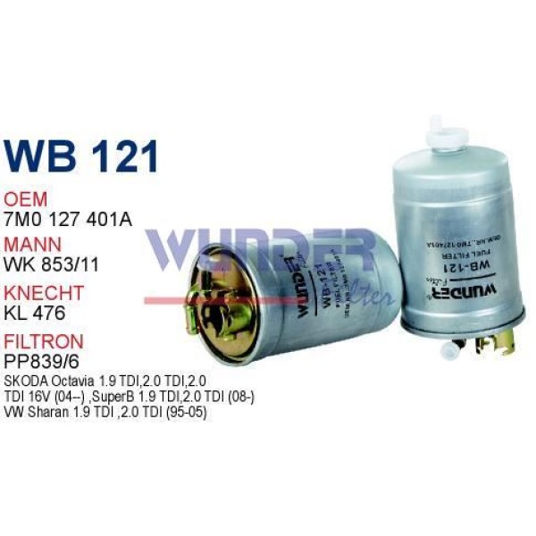 WUNDER WB121 Mazot Filtresi Volkswagen Sharan 1.9 TDI