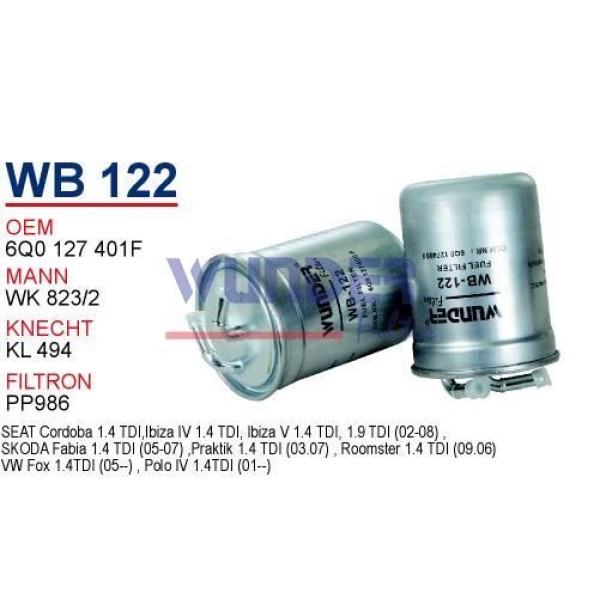 WUNDER WB122 Mazot Filtresi Passat 00-05 / A4 02-04 A6 97-05 A8