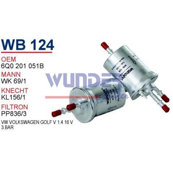 WUNDER WB124 Benzin Filtresi Polo 1.2 1.4 3Bar Wk691 