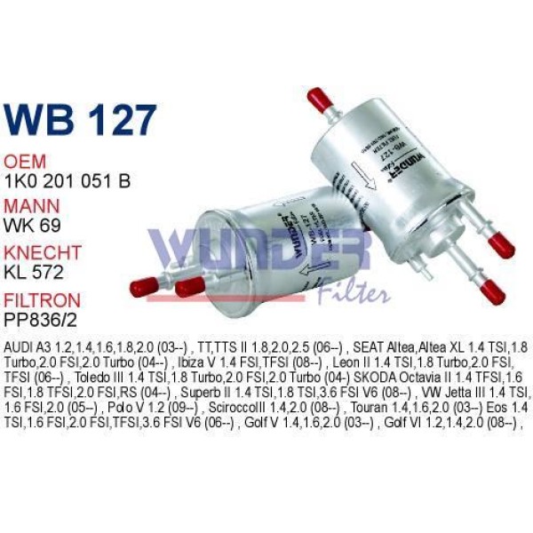 WUNDER WB127 Benzin Filtresi Golf V Passat Touran / A3 1.6 Fsı