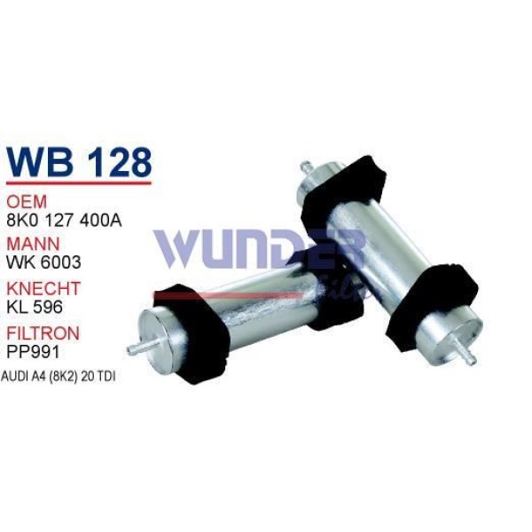 WUNDER WB128 Mazot Filtresi A4 8K 08- A5 8T3 08- Q7 10- 2.0 TDI 