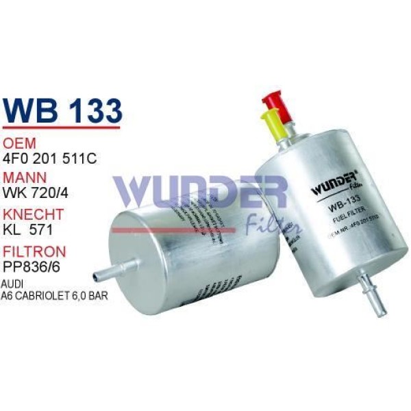 WUNDER WB133 Mazot Filtresi Audi A6 6,0 Bar