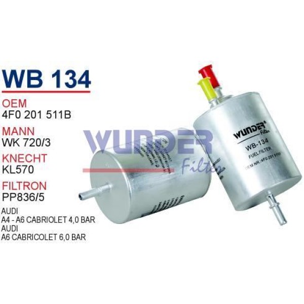 WUNDER WB134 Mazot Filtresi Audi A4-A6 Cabriolet 4,0 Bar