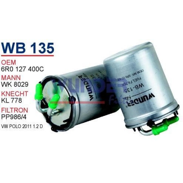 WUNDER WB135 Mazot Filtresi Volkswagen Polo 2011- 1,2 Dizel