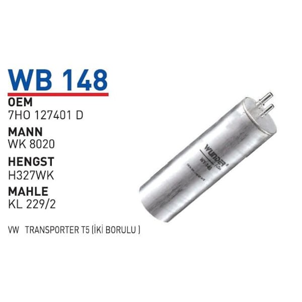 WUNDER WB148 Mazot Filtresi Transporter T5 03-09 2.5 TDI Wk8020 Fn0044