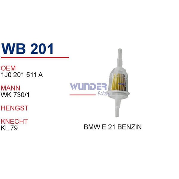 WUNDER WB201 Benzin Filtresi Bmw 3 E-21] E-30] 5 E-12] E28] Şeffaf Benzin Filtresi