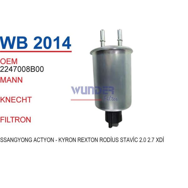 WUNDER WB2014 Su Ayırıcı Mazot Filtresi Ssangyong Wk829/6 Fn0206