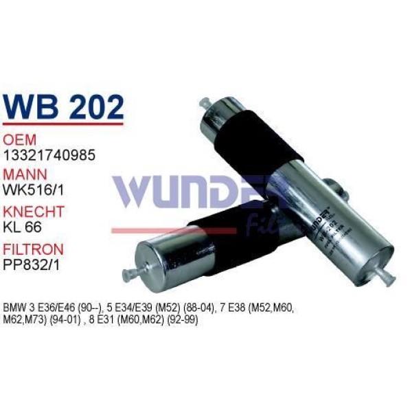 WUNDER WB202 Yakıt Filtresi Bmw 3 Bmw 5 Bmw 7 Bmw 8 Bmw Z3
