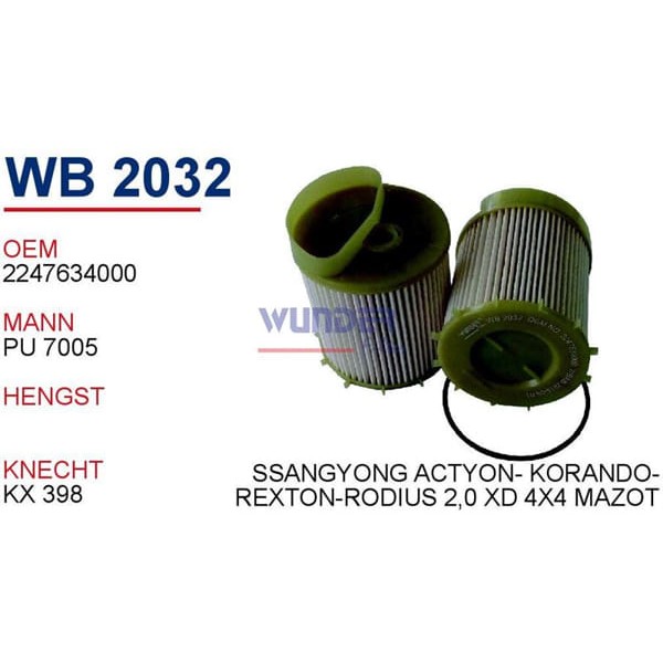 WUNDER WB2032 Yakıt Filtresi Ssangyong 