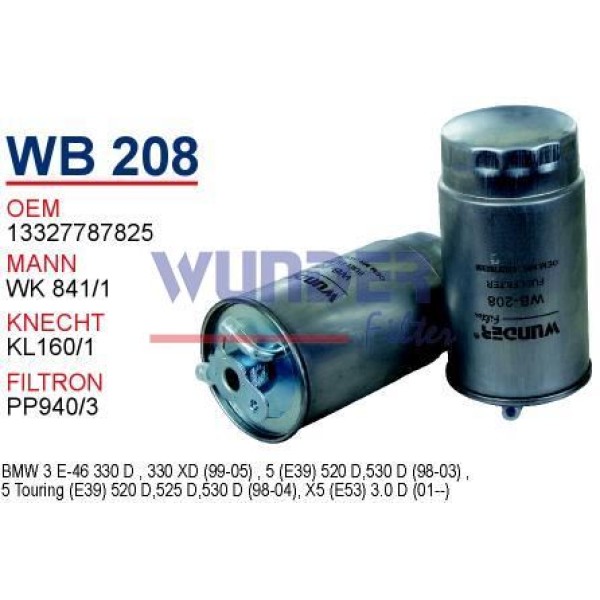 WUNDER WB208 Mazot Filtresi Bmw E46 330D - E39 520D - X5 3.0D M57 