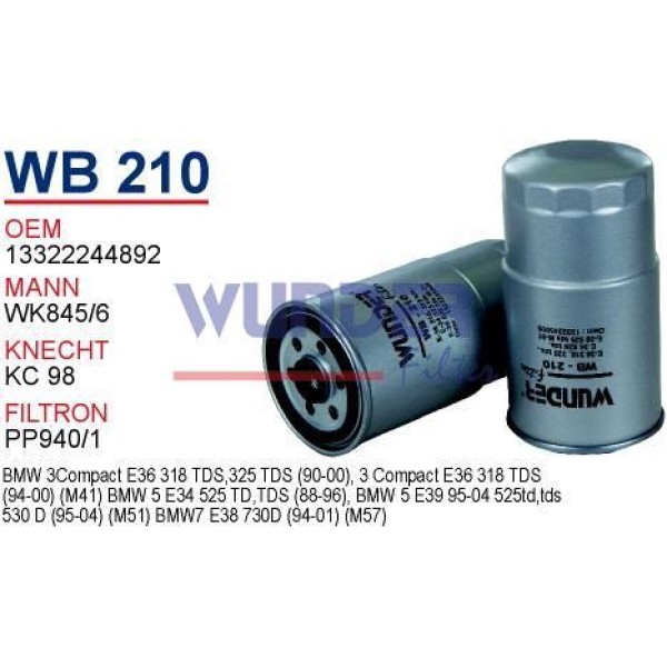 WUNDER WB210 Mazot Filtresi Bmw E34 - E36 - E39 318-325 Tds - 5 M51 