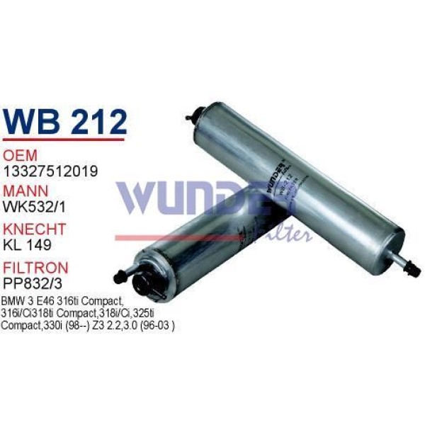 WUNDER WB212 Benzin Filtresi Bmw E46 3.16Ti - 3.18Ti - 3.25 Ti M52-M54 