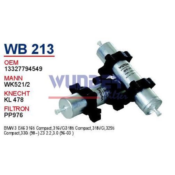 WUNDER WB213 Benzin Filtresi Bmw E46 318 D/Td -320 D/Cd- 320 Td Compact-330 D Turbodizel 