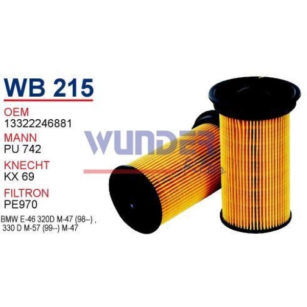 WUNDER WB215 Mazot Filtresi Bmw E 46 318 D/Td - 320 D Turbodizel