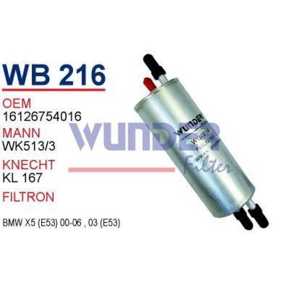 WUNDER WB216 Mazot Filtresi Bmw X5 (E53) I 00-06 , 3.0 (E53) 