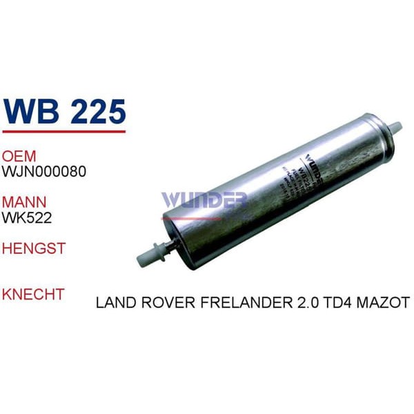 WUNDER WB225 Benzin Filtresi Land Rover Freelander2.0 Td4 