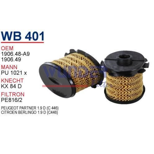 WUNDER WB401 Mazot Filtresi Citroen Berlingo 1.9 D (C446) 