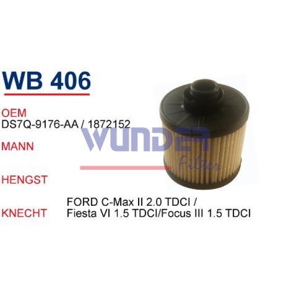 WUNDER WB406 Mazot Filtresi Citroen Berlingo - C-Elysee - C3-C4-C5 1,6 Hdi 