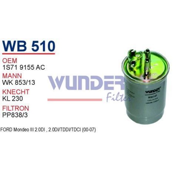 WUNDER WB510 Mazot Filtresi Ford Mondeo III 2.0 TDI
