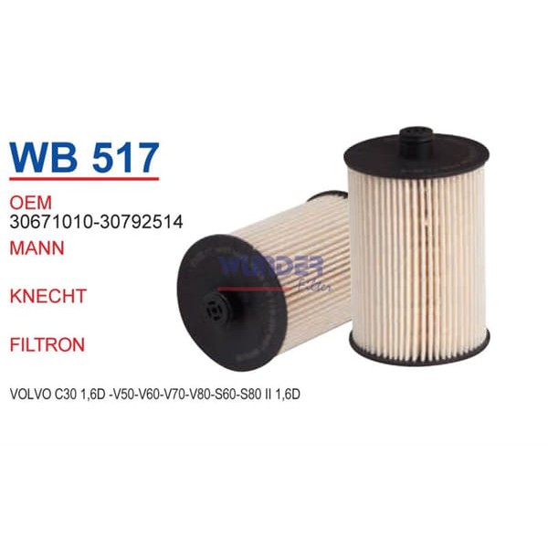 WUNDER WB517 Mazot Filtresi S60 S80 I II V70 II 2.4D 2.4 D-D5 