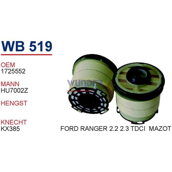 WUNDER WB519 Mazot Filtresi Ford Ranger 2,2-3,2 TDCI 