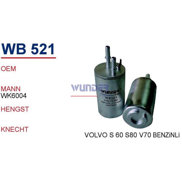 WUNDER WB521 Mazot Filtresi S60 II/V60 , S80 II , Xc60 , V70 II 