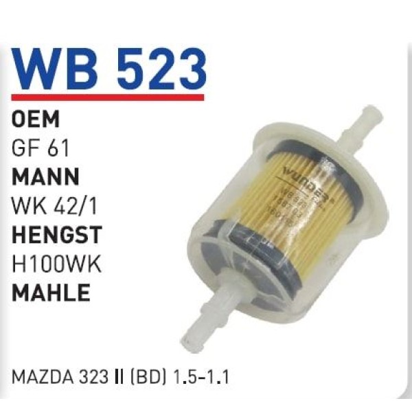 WUNDER WB523 Mazot Filtresi Mazda 323 II (Bd) 1.5-1.1 