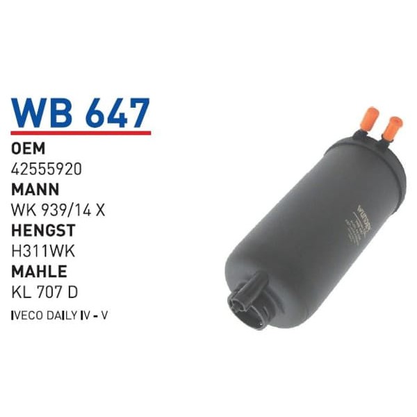 WUNDER WB647 Mazot Filtresi İveco Daily IV - V - Mitsubishi Canter 