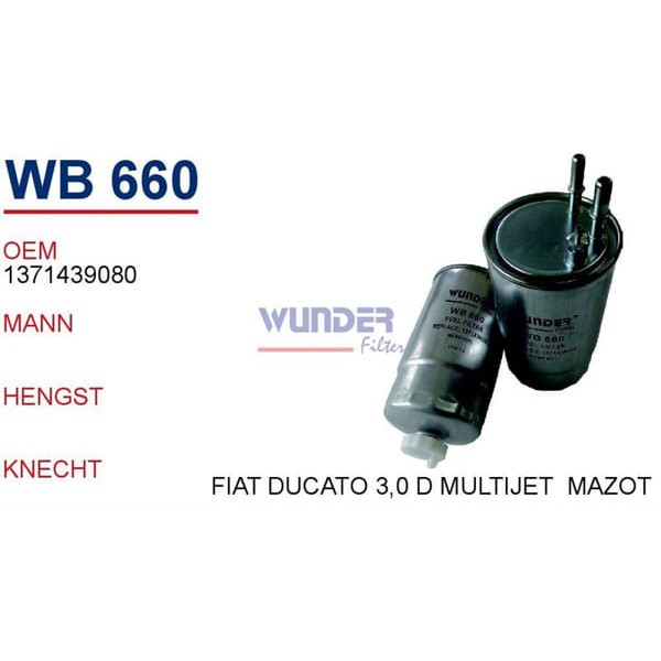 WUNDER WB660 Mazot Filtresi Boxer 11- 3.0 HDI / Jumper / Accent Era 09- Getz 06- Euro5 Wk9053Z 