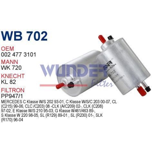 WUNDER WB702 Benzin Filtresi Mercedes 129-170-202-203-210-220 Kasa 112-113 Motor
