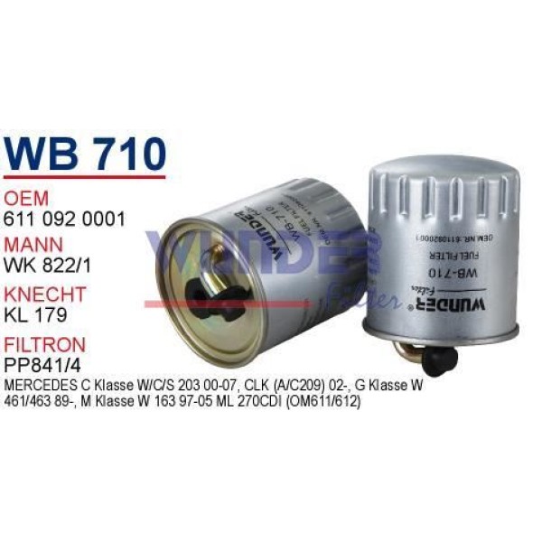 WUNDER WB710 Mazot Filtresi Mercedes W203 W163 00-07 
