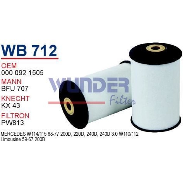 WUNDER WB712 Mazot Filtresi Mercedes 115-123-124 Kasa 200D-220D (Yarımlık Kiloluk Keçe)
